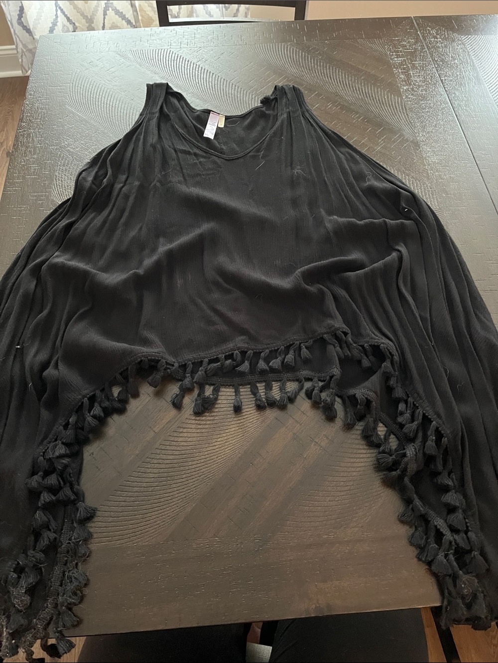 Black Women's Tassel Hem Tank Top